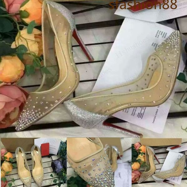 

selling fashion women shoes bridesmaid shoes transparent mesh women high heels diamond studded stickers red bottom party wedding shoes, Black