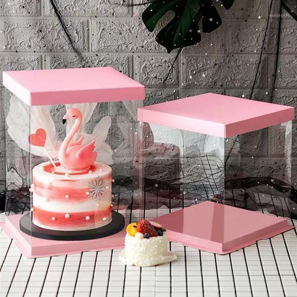 

4pcs cake packaging box cake container transparency box wrapping1