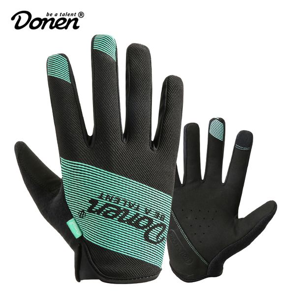 

donen cycling touch screen gel bike gloves sport shockproof mtb road full finger bicycle glove for men woman, Blue;gray