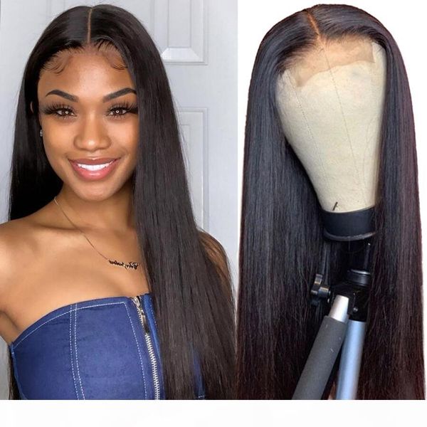 

sapphire 4x4 lace closure wig straight brazilian lace front human hair wigs pre plucked remy lace frontal closure wig, Black