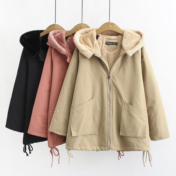 

2020 oversize windproof warm parka women winter fur liner hooded coat cotton jacket plus size 4xl short outerwear kw1671, Black