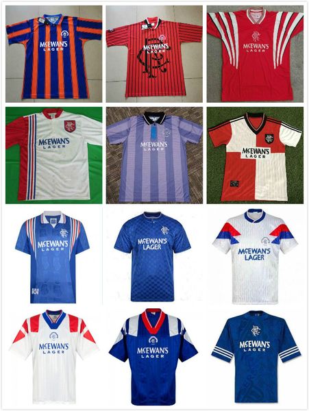 

92/94 glasgow rangers retro soccer jerseys 96/97 /98 99/01 #8 gascoigne #11 laudrup #9 mccoist soccer shirts#3 albertz awayfootball uniform, Black;yellow