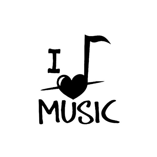 

13.6cm*15cm i love music creative decal black silver vinyl car sticker decoration c15-3153
