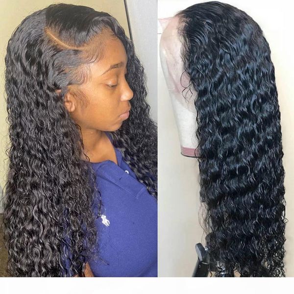 

deep wave lace front wig human hair wigs curly short bob brazilian for black women hd 150%density frontal water wave lace front wig, Black;brown