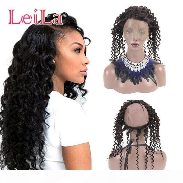 

бразильский перуанский индийский малазийский глубокая волна full head lace фронтальная 360 pre щипковых ткань on top head circle lace глубок, Black;brown