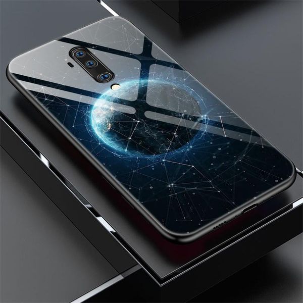

luxury starry sky tempered glass phone case for oneplus 7t 7tpro 7 7pro 6 6t 5 5t painted silicone protection cover for bbyufk packing2010