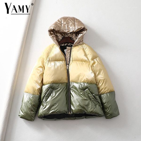 

hooded padded jacket casual warm patchwork parka women ladies warm winter jacket women big size gold sequin jackets color block1, Black