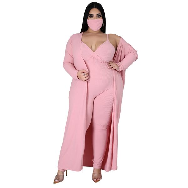 

women knitted two piece sets with mask strapless v neck jumpsuit long sleeve sweater coats ladies solid clothing suit, White