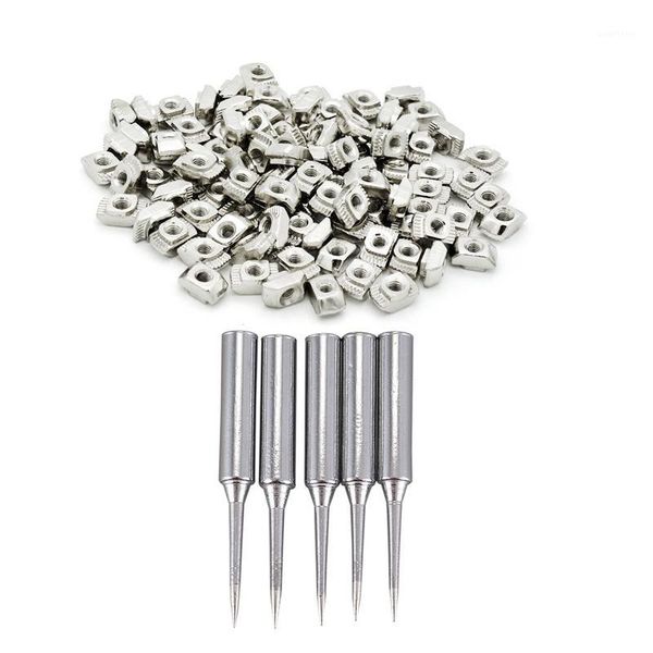 

5pcs 900m-t-li 0.8mm point diameter soldering solder iron tips & 100pcs m5x10x6 for 20/30 series slot t-nut1