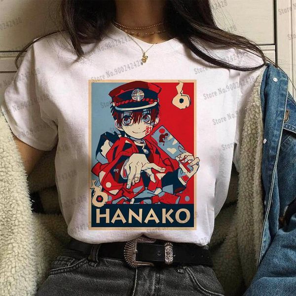 

japanese anime toilet bound hanako kun t shirt women kawaii jibaku shounen t-shirt cute cooler mokke t-shirt fashion graphic top, White