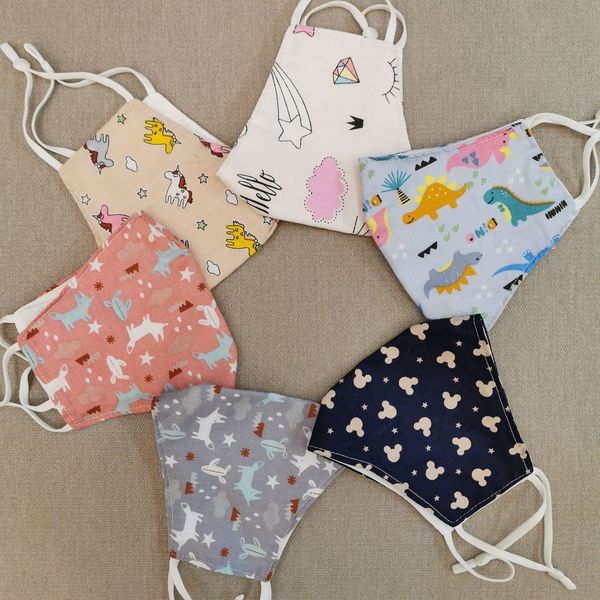 

cotton children's cartoon 3layers dust-proof printed protective facial outdoor mouth cover cloth washable kids mask cyf4263
