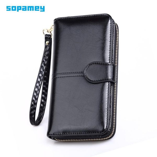 

solid color purses card holder women wallet long money bags clip female wallets ladies leather clutch coin purse, Red;black