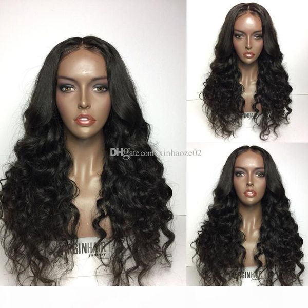 

7a grade glueless full lace human hair wigs brazilian human hair lace front wigs loose wave full lace wig with bleached knots, Black;brown