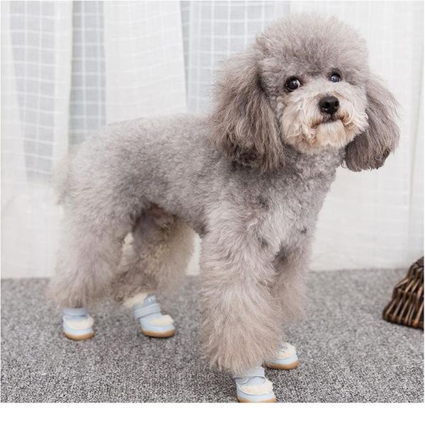 

4pcs/set winter warm anti-slip pet shoes deerskin for small dogs cats chihuahua yorkie thick dog boo sqcieq