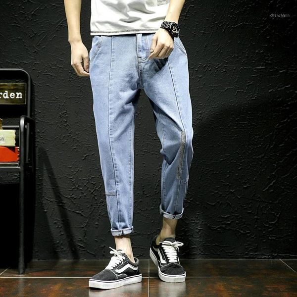 

men's jeans mens streetwear pants casual men slim fit 5xl 2021 hip hop denim trousers male ankle length cowboy asian size j061, Blue