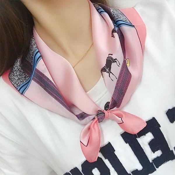 

53 * 53 см женский женский шарф мода весенние летние лошади шелковые квадратные шарвы девушки напечатаны платок шифон шарф, Blue;gray