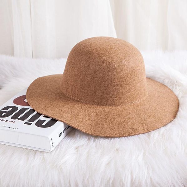 

2018 new hats for women soft vintage wide brim wool felt bowler fedora hat floppy cloche womens large hat cap christmas gift bbyvsp, Black;white