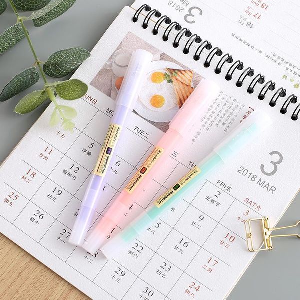 

highlighters 10pcs white snow multicolor watercolor pen highlighter set oblique liner drawing marker office school student supplies h61291, Black;red