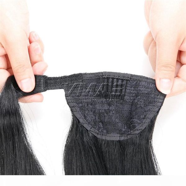 

brazilian remy virgin cuticle aligned hair ponytail wrap 120g natural black afro kinky curly staight body wave human hair extension