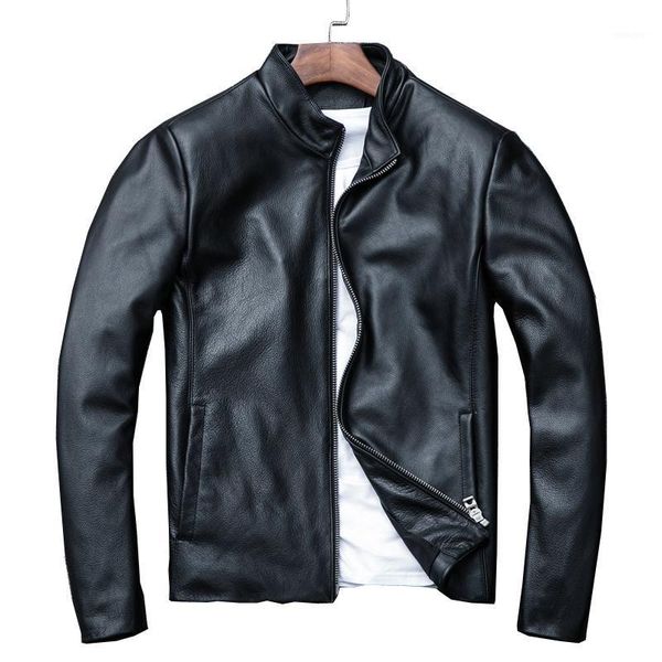 

sale man handsome genuine leather jacket.plus size casual warm cowhide coat,slim thick leather jackets.cool1, Black