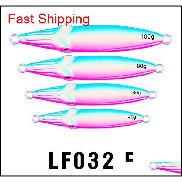 

double-sided rainbow colors laser metal jigs bait 40g 60g 80g 100g antirust lead fish spinnerbaits sal qylmwe yhshop2010