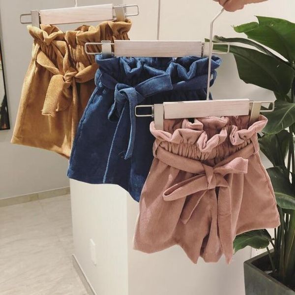 

2020 spring baby girls shorts ruffles bow kids solid color girl shorts, Black