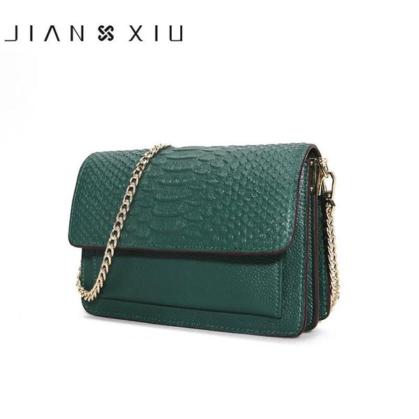 

jianxiu brand genuine leather bag crocodile pattern women messenger bags fashion cowhide female shoulder crossbody chain bag