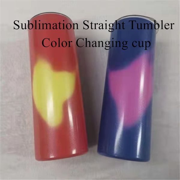 Bicchiere dritto per sublimazione Cambia colori con temperatura diversa Tazza da caffè tumbler dritto per sublimazione da 20 once Spedizione gratuita A02