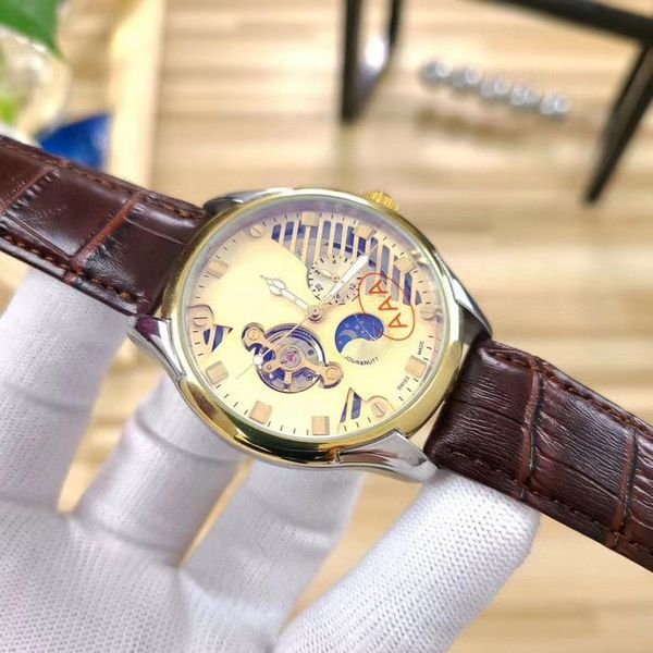 

высококачественные мужские дизайнерские часы top brand gold 42mm набор номеров из нержавеющей стали наручные часы механические автоматически, Slivery;brown