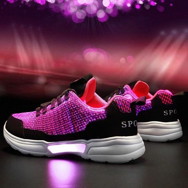 

size 26-46 summer led fiber optic shoes for girls boys men women usb recharge glowing sneakers man light up shoes sports #fi7i