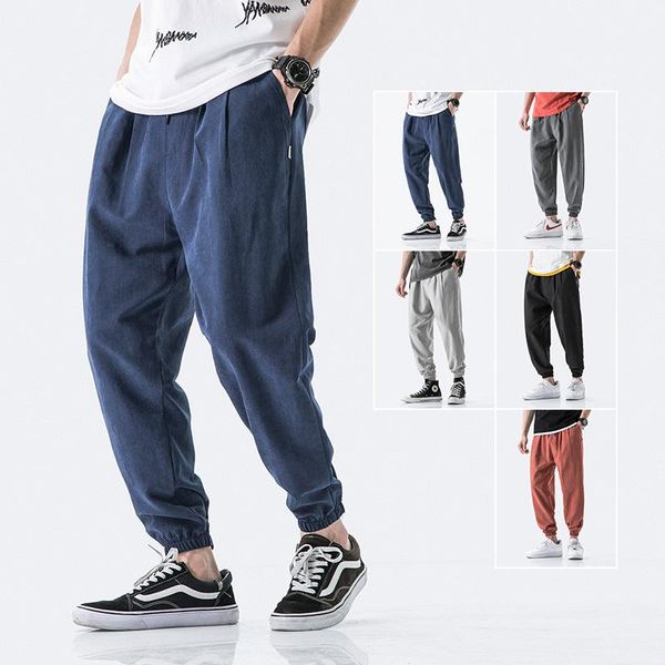 

2021 harajuku summer men pants casual mens business trousers thin loose elastic waist japan style pencil pants trousers men, Black