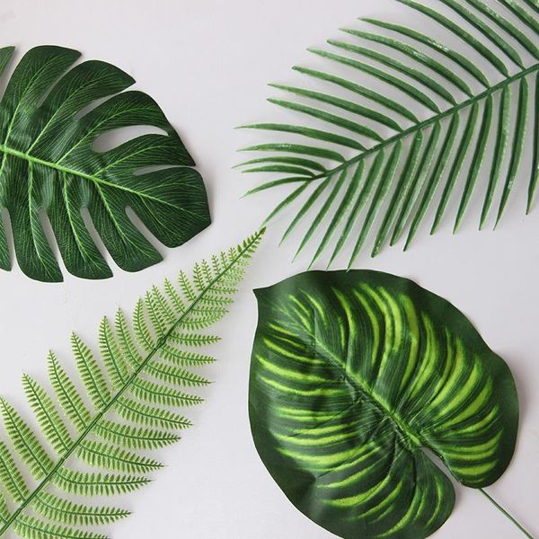 

1pc pretty leaves artificial silk palm monstera leaves plant for home party decorations beach wedding table decoration