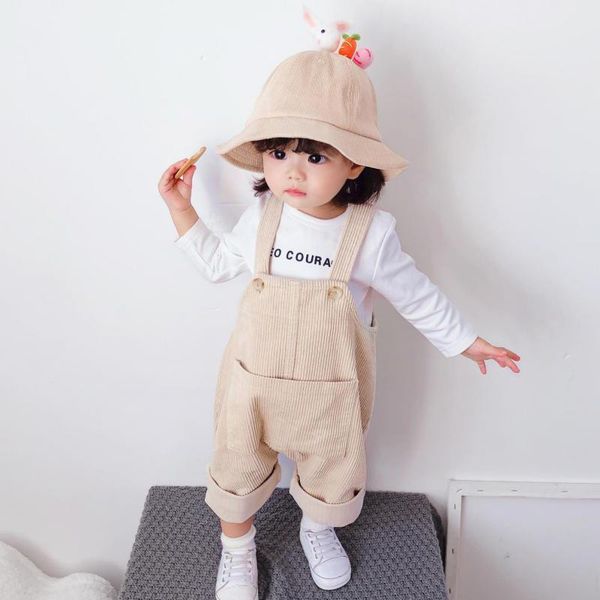 

2021 new kids baby solid corduroy boys pants autumn winter overalls for children girls clothing vncd, Blue