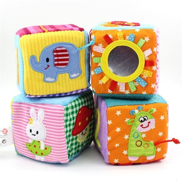

4pcs/set baby toys 0-12 months play cubes plush cloth building blocks soft rattles number letters multifunctional toys juguete 1020
