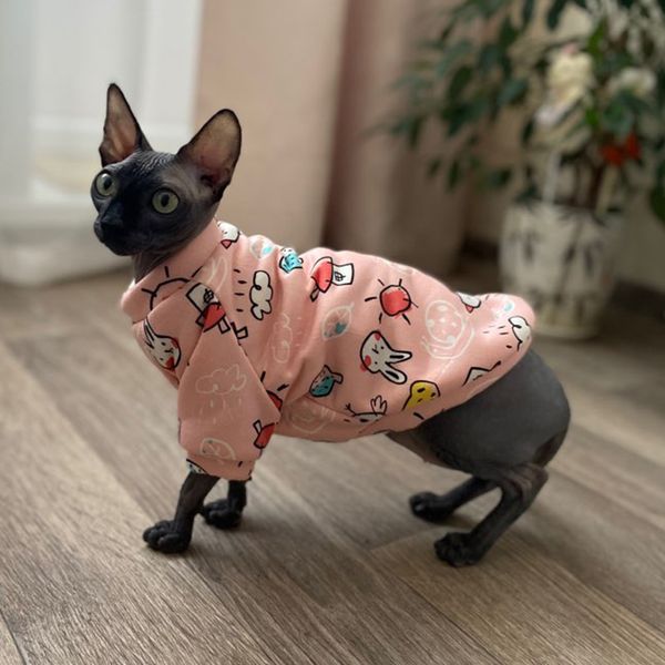 

cartoon hoodie sweater autumn winter clothes for cats katten kedi pullovers mascota pet costume cat outfit clothing