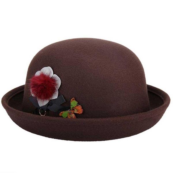 

2017 new lovely red spring autumn vintage dome fedoras womens hats men felt hat church hats chapeau femme bbybgc bdehome, Black;white