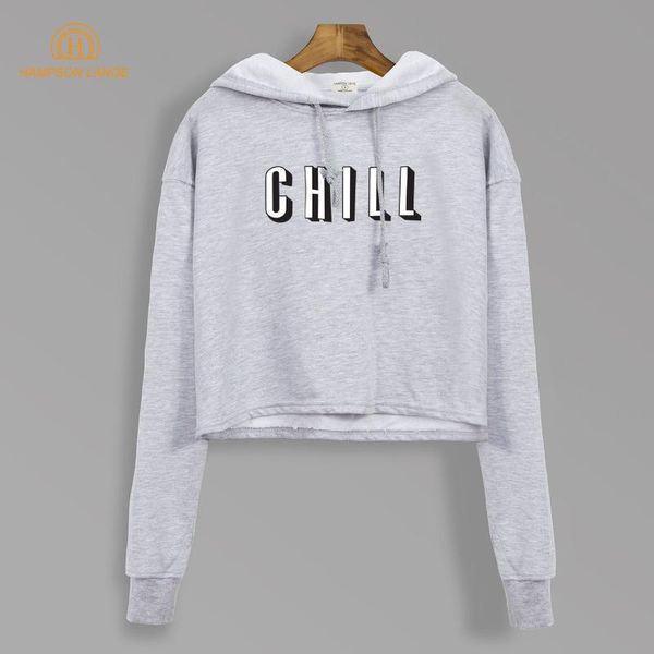 

chill printed funny gray cropped hoodies autumn 2020 harajuku hooded women short style sweatshirt casual slim fit hoody, Black