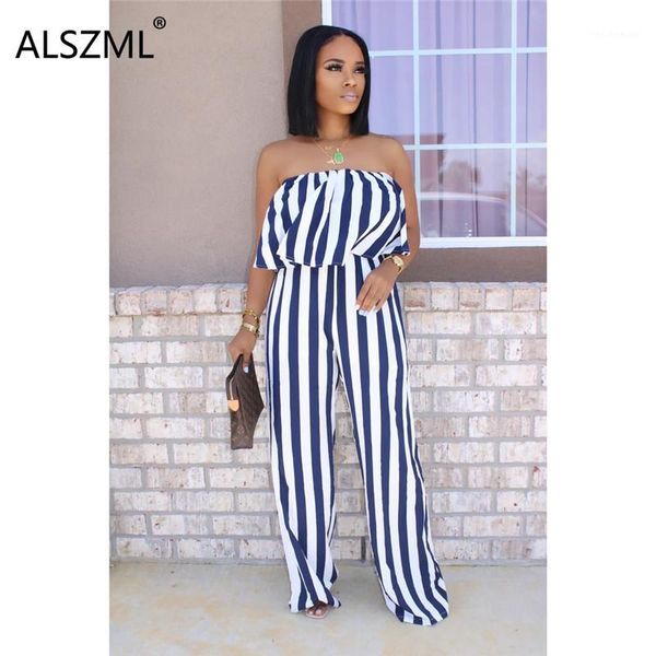 

beach fashion women vertical striped high waist straight long jumpsuit summer office lady strapless sleeveless romper1, Black;white
