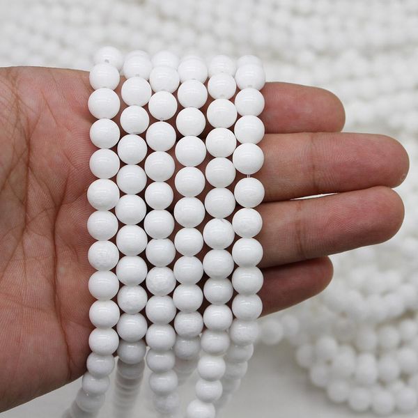 

1strand lot 4 6 8 10 12 mm natural stone white porcelain jades round loose spacer beads for jewelry making findings diy h jllieq