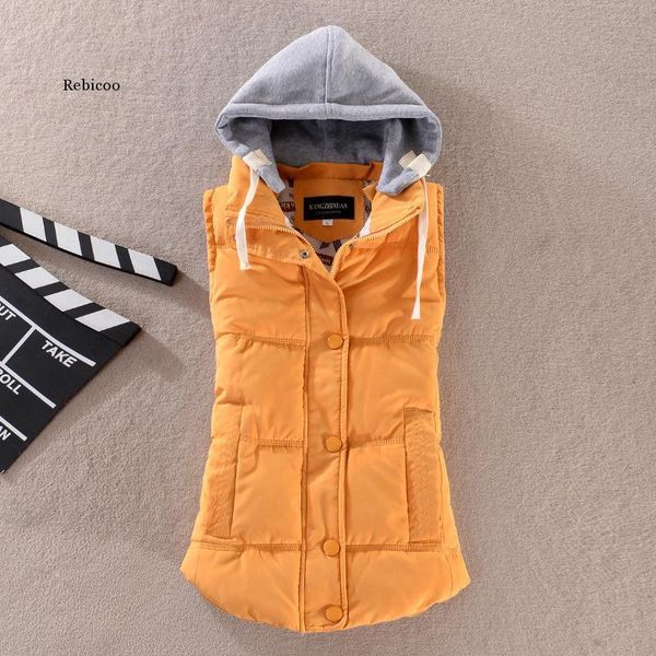 

plus size women vest winter coat ladies gilet colete feminino casual pocket hooded waistcoat female sleeveless jacket, Black;white