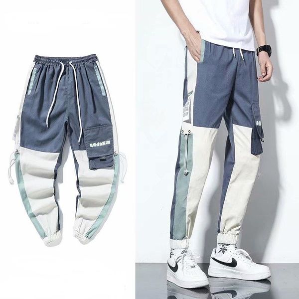 

mens spring autumn skinny pencil casual fashion pants ankle-length hip hop harem trouers streetwear punk rock, Black