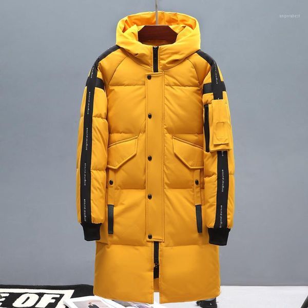 

long down jacket male winter coat hooded windproof keep warm 90% white duck down russia winter jackets for men/women parkas1, Black