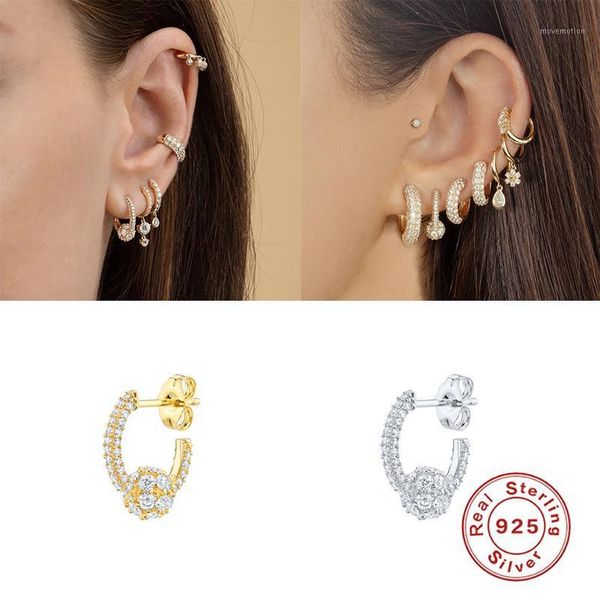 

s925 sterling silver earring for women fashion pave spherical stud earrings zircon diamond korean ins fashion jewelry brincos1, Golden;silver