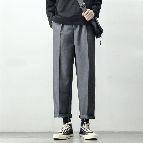 

men's suit pants loose straight tllbe breathable fashion solid spring autumn casual simple comfortable quality male trousers1, White;black