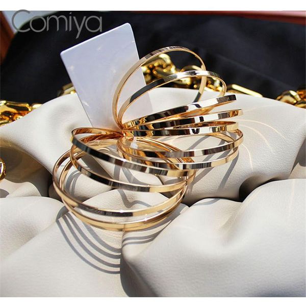 

comiya fashion bangles set for women gold silver color zinc alloy multi layers bangle feminino korean bijoux bracelet jewelry, Black