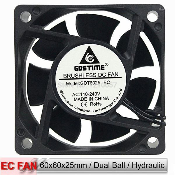 Fãs de resfriamento de fãs gdstime 60mm 6cm 60x60x25mm hidráulico duplo rolamento de esferas AC 110V 120V 220V 240V Fan de resfriamento EC1