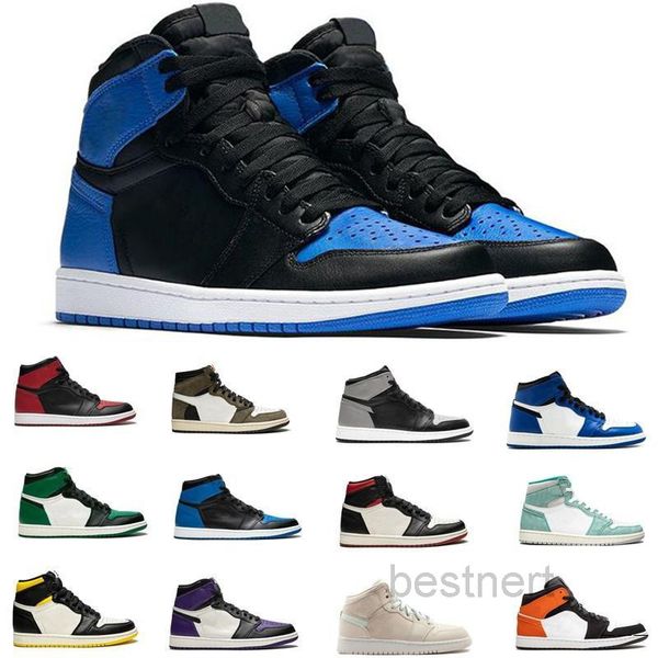 

men jumpman 1 high og shoes 1s colores vibras tie dye pine green pink women sneakers hack travis trainers court purple sports #47 jk5g, Black