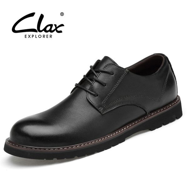 

clax mens oxfords shoes genuine leather dress shoe male wedding shoe social chaussure homme brown office formal shoe plus size lj201023, Black