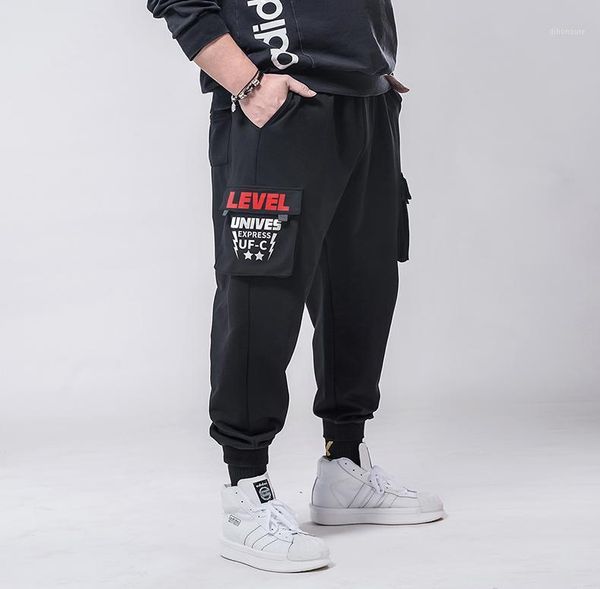 

men's pants plus size 7xl 6xl 5xl cargo men solid color black loose casual jogger pocket elastic waist ankle length trousers1