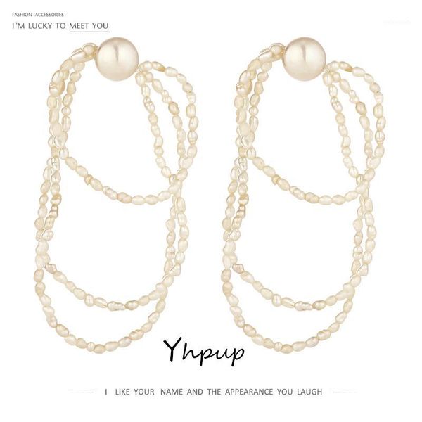 

dangle & chandelier yhpup luxury natural freshwater pearls earrings fashion manual wedding for women bijoux femme gift bag 20211, Silver